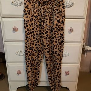 Silk cheetah print joggers